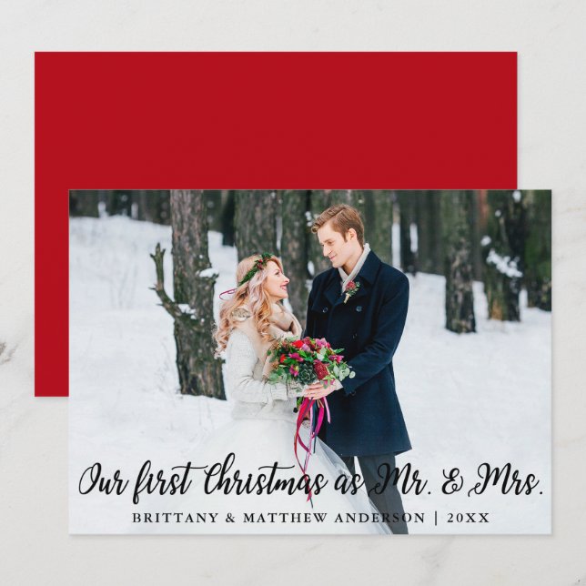 First Christmas as Mr. and Mrs. Photo Red Card (Front/Back)