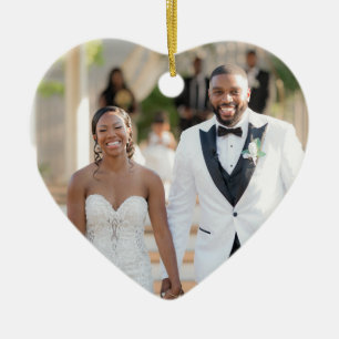 First Christmas as Mr and Mrs Wedding Photo Ceramic Ornament
