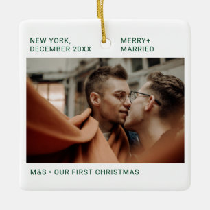 First Christmas as Mr & Mr Photo Keepsake Ceramic Ornament