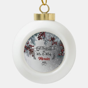 First Christmas as Mr & Mrs  Ceramic Ball Christmas Ornament