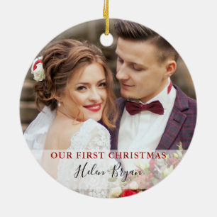 First Christmas as Mr. & Mrs. Custom Photo Ceramic Ornament