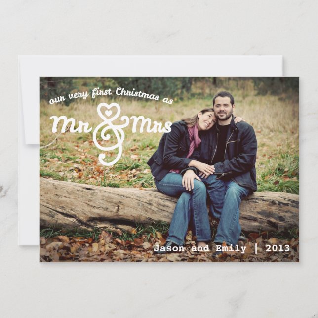 First Christmas as Mr & Mrs Holiday Photo Card (Front)