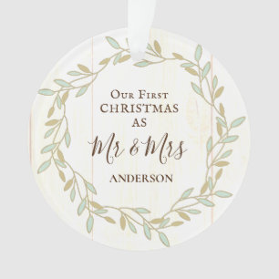 First Christmas as Mr & Mrs Inspirational Quote Ornament