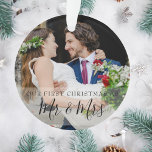 First Christmas As Mr & Mrs Name 2 Photos Ornament<br><div class="desc">Personalise with your favourite photos,  name and date to create a unique memory and gift for a first Christmas. A lovely keepsake to celebrate your first Christmas together. Designed by Thisisnotme©</div>