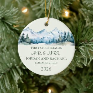 First Christmas as Mr. & Mrs. Personalised Wedding Ceramic Ornament