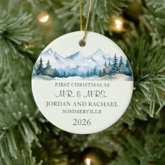 First Christmas as Mr. & Mrs. Personalised Wedding Ceramic Ornament