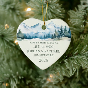 First Christmas as Mr. & Mrs. Personalised Wedding Ceramic Ornament