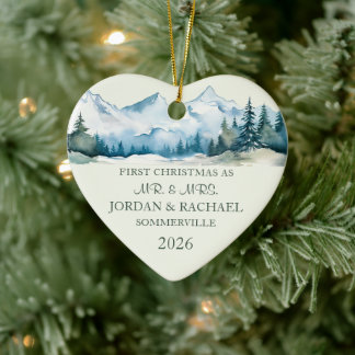 First Christmas as Mr. & Mrs. Personalised Wedding Ceramic Ornament
