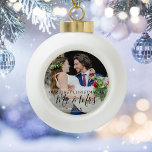 First Christmas As Mr & Mrs Photo Ceramic Ball Christmas Ornament<br><div class="desc">Personalise with your favourite photo and date to create a unique memory and gift for your first Christmas. A lovely keepsake to celebrate your first Christmas together. Designed by Thisisnotme©</div>