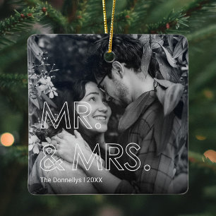 First Christmas as Mr & Mrs Photo Ceramic Ornament