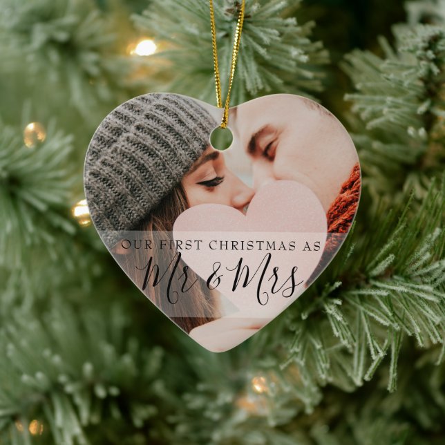 First Christmas As Mr & Mrs Photos Ceramic Ornament (Tree)