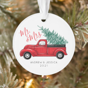 First Christmas as Mr. & Mrs.   Vintage Red Truck  Ornament