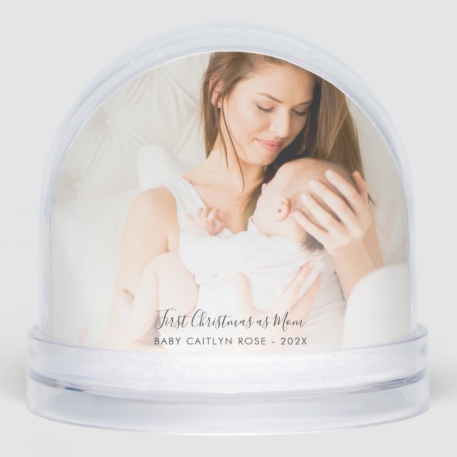 First Christmas as Mum and Dad Baby Photos Custom Snowglobe (Front)