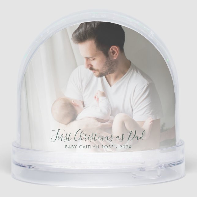 First Christmas as Mum and Dad Baby Photos Holiday Snowglobe (Back)