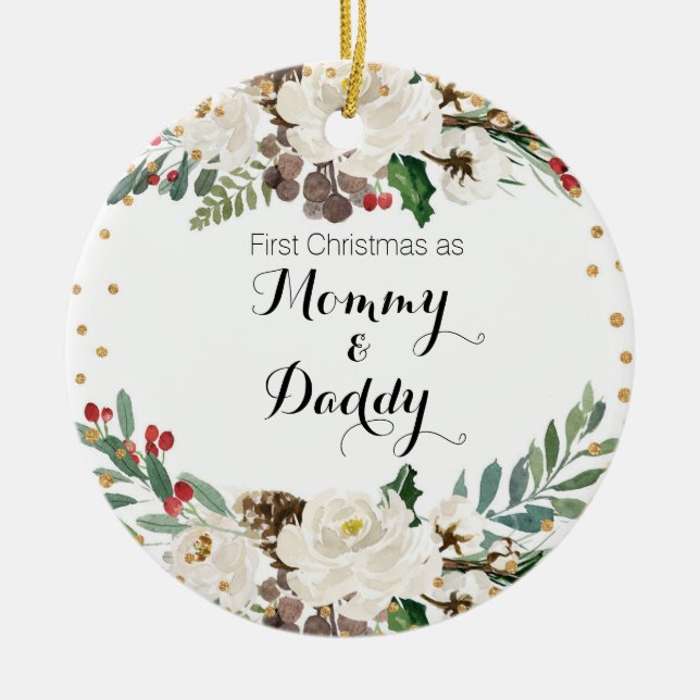 First Christmas as Mum and Dad ornament (Front)