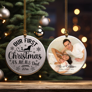 First Christmas As Mum and Dad With Photo Ceramic Ornament