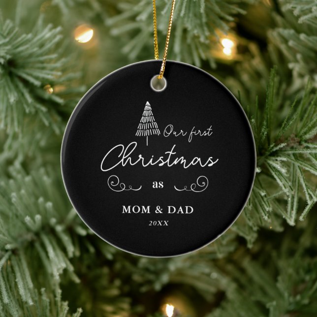 First Christmas As Mum & Dad Cute Tree Ceramic Ornament (Tree)