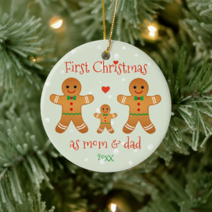 First Christmas as Mum & Dad - Gingerbread Men Ceramic Ornament