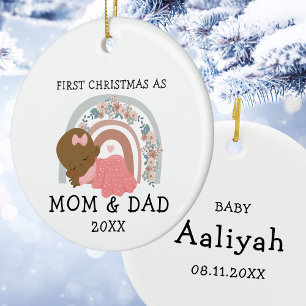 First Christmas as Mum & Dad New Baby Girl Ceramic Ornament