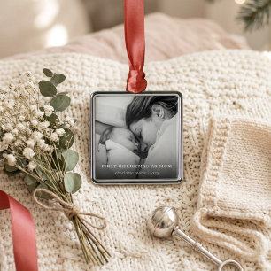 First Christmas As Mum Elegant Photo Metal Ornament