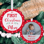 First Christmas as Mum newborn baby photo Tree Decoration Card<br><div class="desc">Celebrate your "First Christmas as Mum" with this adorable paper ornament that is a perfect addition to your holiday decor. Customise the other side with your baby's photo,  name,  and birthdate for a truly one-of-a-kind keepsake. Get into the festive spirit and make your tree extra special this year!</div>
