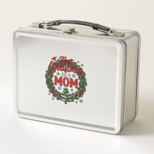 First Christmas As Mum Pine Wreath Tree Metal Lunch Box