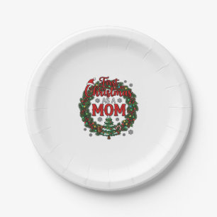 First Christmas As Mum Pine Wreath Tree Paper Plate