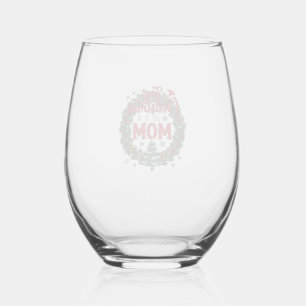 First Christmas As Mum Pine Wreath Tree Stemless Wine Glass
