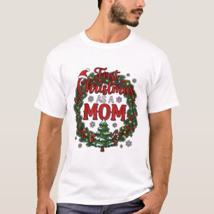 First Christmas As Mum Pine Wreath Tree T-Shirt