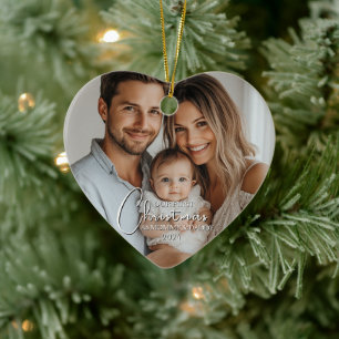 First Christmas As Mummy And Daddy Custom Photo Ceramic Ornament