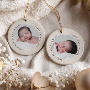First Christmas as Nana 2 Photo Personalised Ceramic Ornament