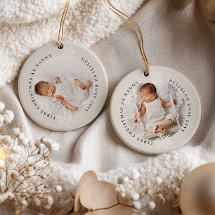 First Christmas as Nanny 2 Photo Personalised Ceramic Ornament