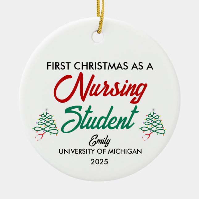 First Christmas As Nursing Student Ornament (Front)