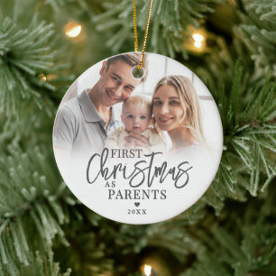 First Christmas As Parents Baby Photo Ceramic Ornament