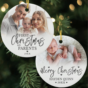 First Christmas As Parents Baby Photo Ceramic Ornament