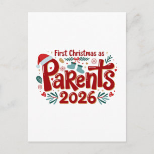 First Christmas as Parents Family Holiday Xmas  Postcard