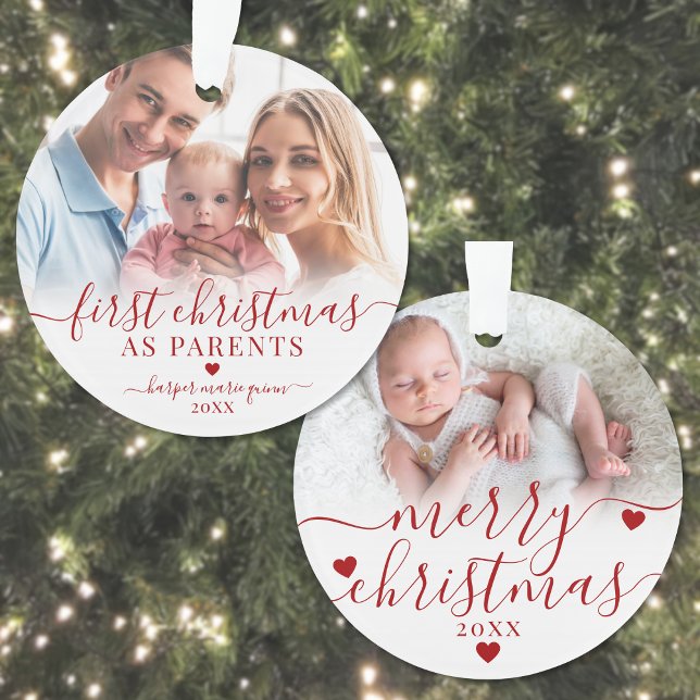 First Christmas As Parents New Baby 2 Photo Ornament (First Christmas As Parents New Baby 2 Photo Ornament)