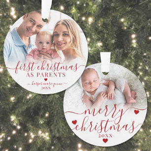 First Christmas As Parents New Baby Photo Ornament
