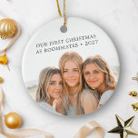 First Christmas As Roommates Friends BFF Photo Ceramic Ornament<br><div class="desc">Celebrate your first Christmas together as roommates with this personalised ceramic ornament. Featuring your favourite photo on both sides, this ornament also includes editable text and the year, allowing you to customise it to capture the unique bond you share. The design is simple yet meaningful, making it a perfect keepsake...</div>