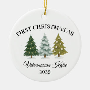 First christmas as Veterinarian, Vet Clinic Ceramic Ornament