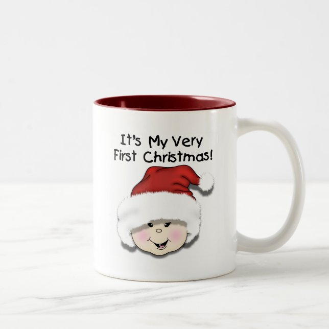 First Christmas Asian Baby Tshirts and Gifts Two-Tone Coffee Mug (Right)