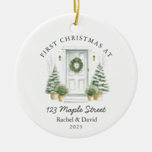 First Christmas at New Address – Red Door Ceramic Ornament