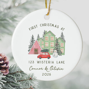 First Christmas at New Home Personalised Address Ceramic Ornament