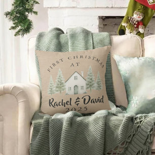 First Christmas at New Home Pillow