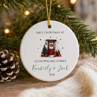 First Christmas at Our New Home Personalised Chr Ceramic Ornament