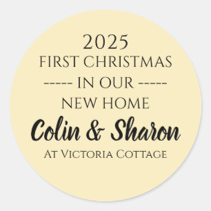 First Christmas At Our New Home Personalised Home Classic Round Sticker