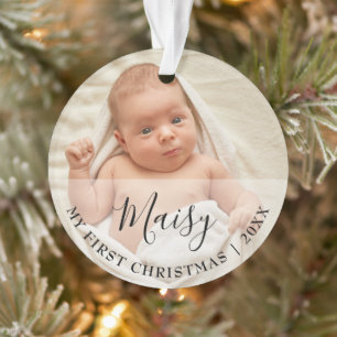 First Christmas Baby 2 Photo Script Name Ornament