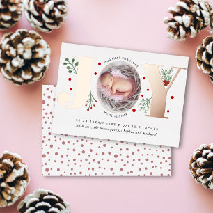 First Christmas baby birth announcement rose gold