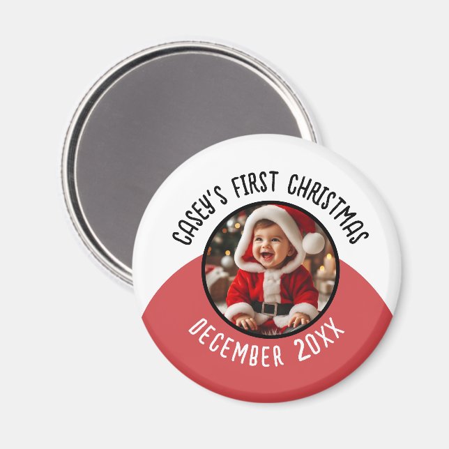 First Christmas Baby Custom Photo Add Name  Magnet (Front/Back)