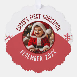 First Christmas Baby Custom Photo Add Name Tree Decoration Card